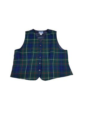 Pendleton Signature Tartan Vintage Wool Plaid Button-Up Vest 16 petite (GG784)